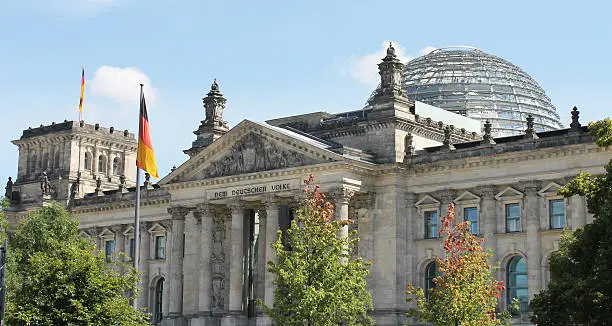 The Reichstag building is an historical edifice in Berlin, Germany, which houses the Parliament.