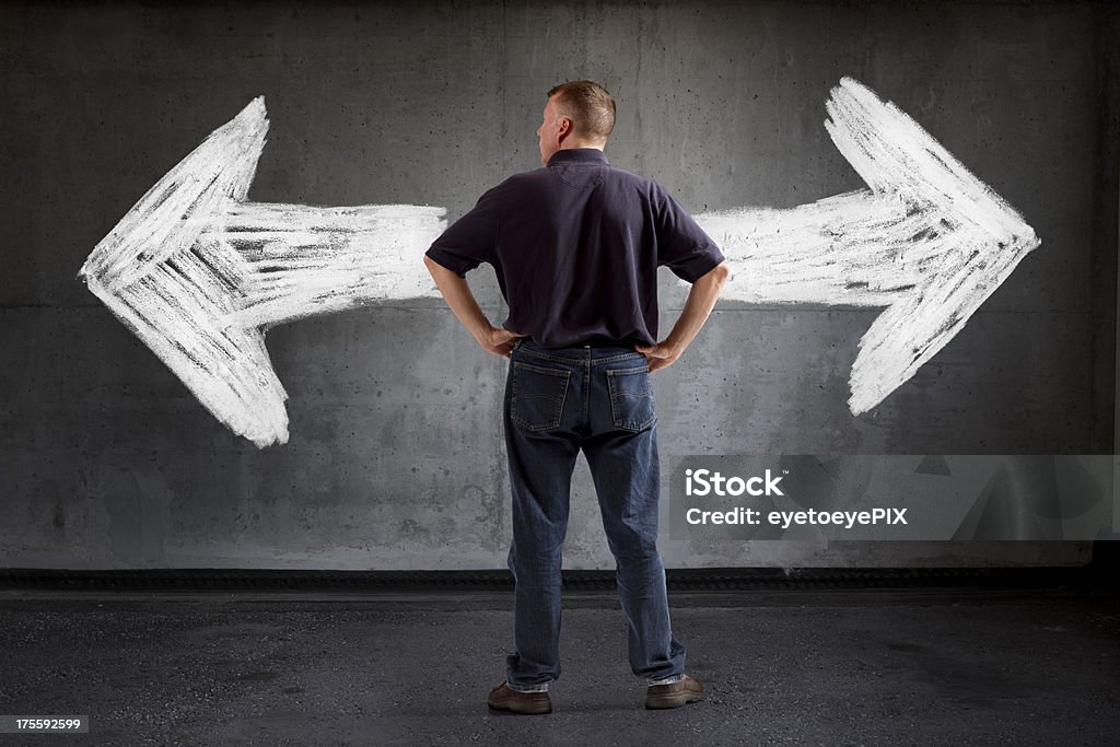 Which Way Do I Go? Casual Business.  Adult Stock Photo