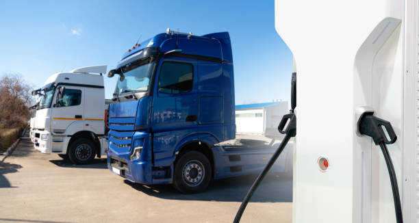 istock Semi truck fleet at the logistics center 1755935018