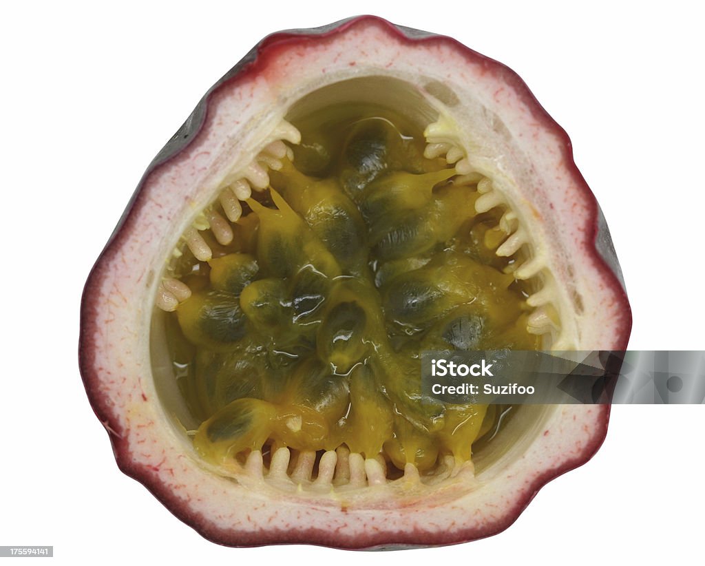 passionfruit "The inside of a passionfruit, isolated on white. Shallow depth of field, focused on the pulp inside the fruit." Cut Out Stock Photo