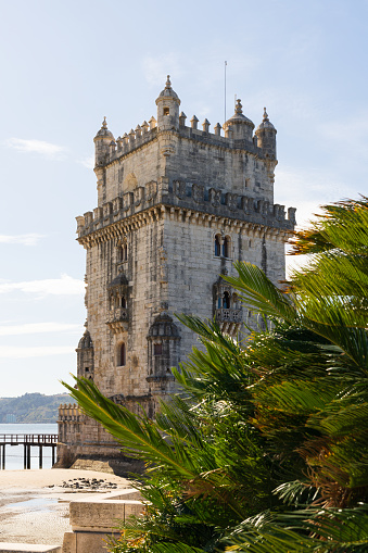 Torre de Belem in Lisbon, Portugal. Famous tourist attraction.