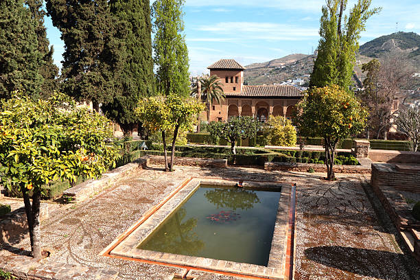 palacio del pórtico, palácio de alhambra e granada, espanha - partal - fotografias e filmes do acervo