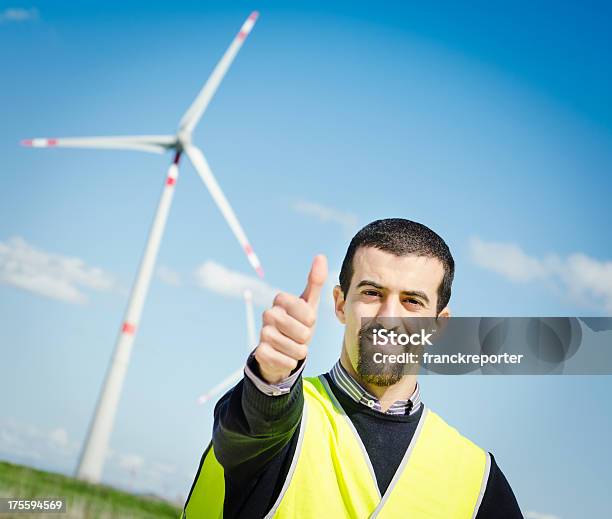 Caucasian Engineer Supervisor On Power Turbine Camp Thumbs Up Stock Photo - Download Image Now