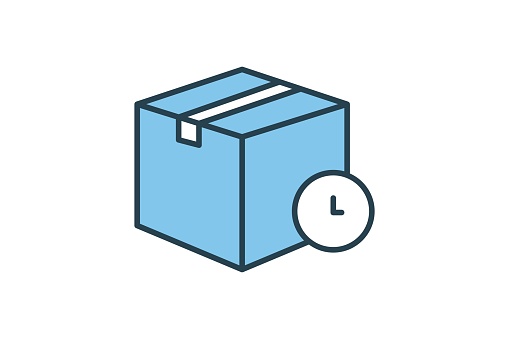 Scheduled delivery. Icon related to Delivery. Suitable for web site design, app, user interfaces. Flat line icon style. Simple vector design editable