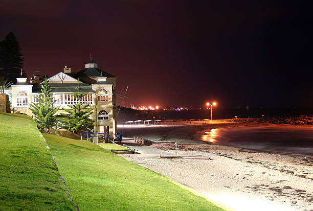 Night view looking over Cottesloe beach stock photo