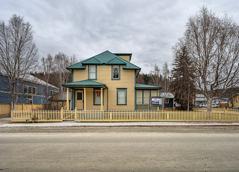 Dawson City, Yukon, Canada – October 05, 2023:  Front view of the historic Black Residence