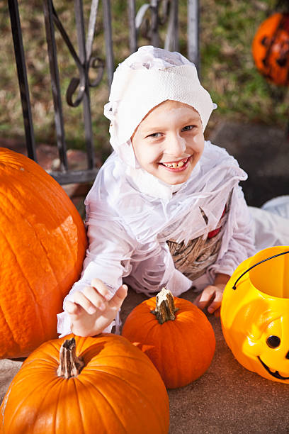 istock Little boy in halloween costume 175597182