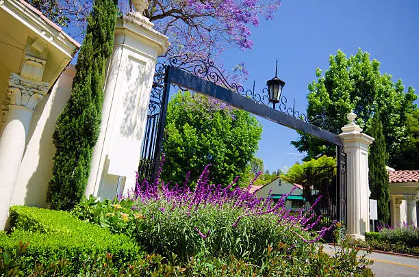 "Gate at entrance to Bel-Air in Los Angeles, CA."