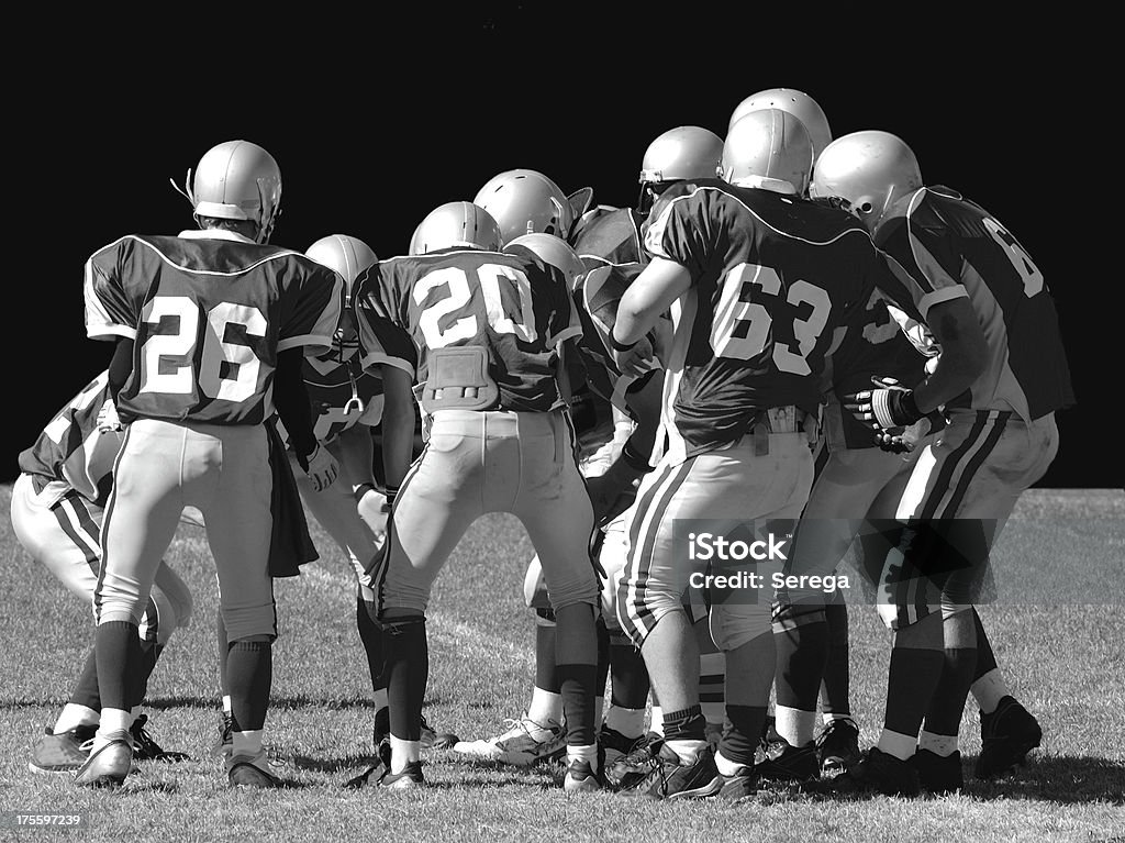 American Football-team - Lizenzfrei Schwarzweiß-Bild Stock-Foto