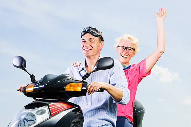 istock Mature couple on a motorbike. 175597313