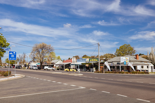HEATHCOTE, AUSTRALIA - SEPTEMBER 23 2023: Early spring afternoon views of Heathcote township in Victoria, Australia