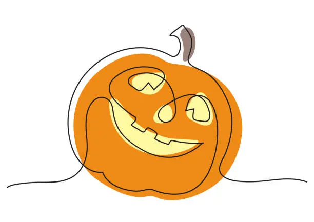 Vector illustration of Isolated vector fun Halloween pumpkin in minimalism