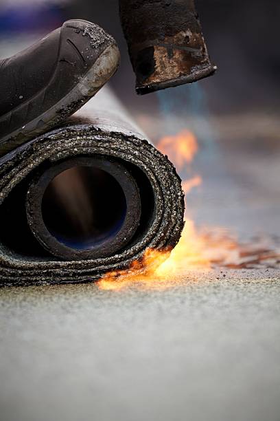 istock bitumen roofing felt roll for melting by gas heate 175597933