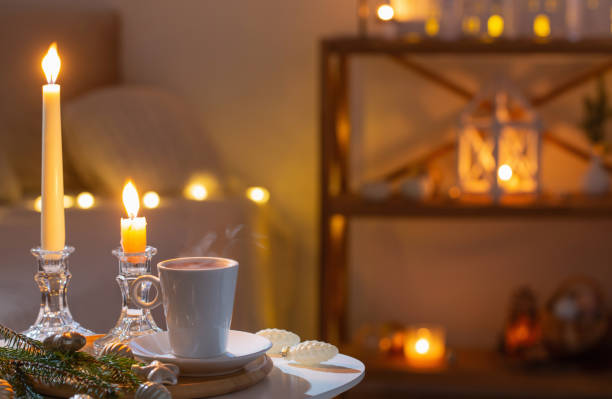 istock cup of tea on table with white decorations in white interior 1755980756