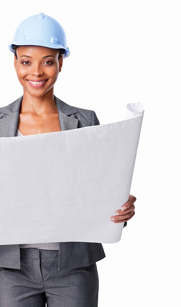 istock Smiling Woman With Blue Print - Isolated 175598143