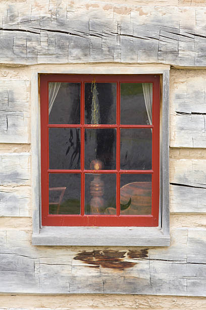 Log Cabin Window stock photo