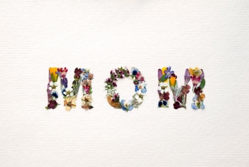 The Word Mom Written in Flower made Letters