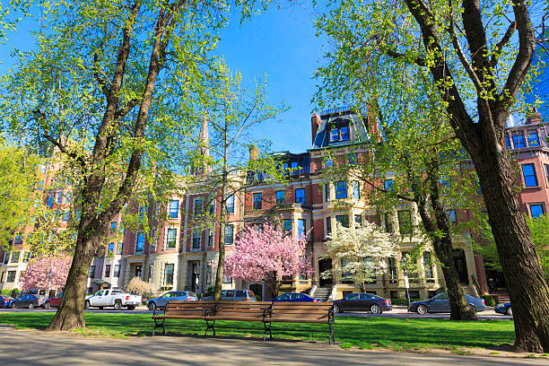 victorian brownstone kamienice na wspólnych ave w boston, ma - back bay zdjęcia i obrazy z banku zdjęć