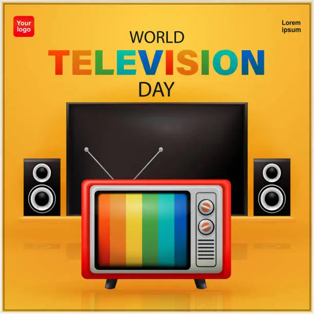 Vector illustration of Old television and modern 4k television. World Television Day, 3d vector. Great for events, posters, social media and business banners