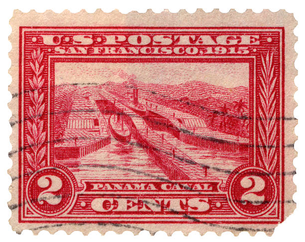 сан-франциско и панамский канал почтовая марка - panama canal panama postage stamp canal стоковые фото и изображения