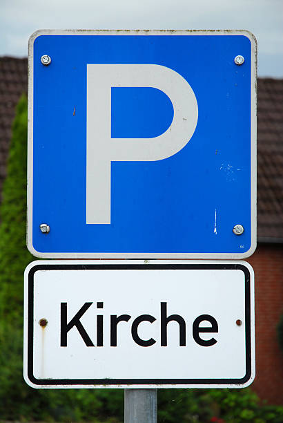 istock Parking sign for church 175599421