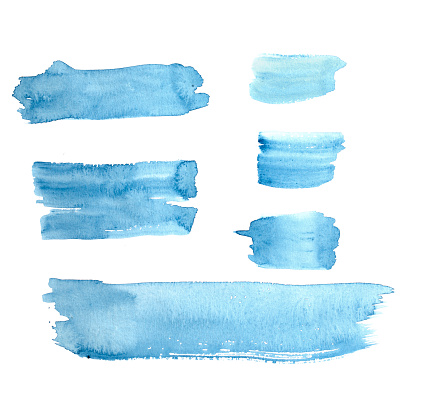 blue watercolors abstract painted  on real paper, can be used as a background, buttons for different designs.