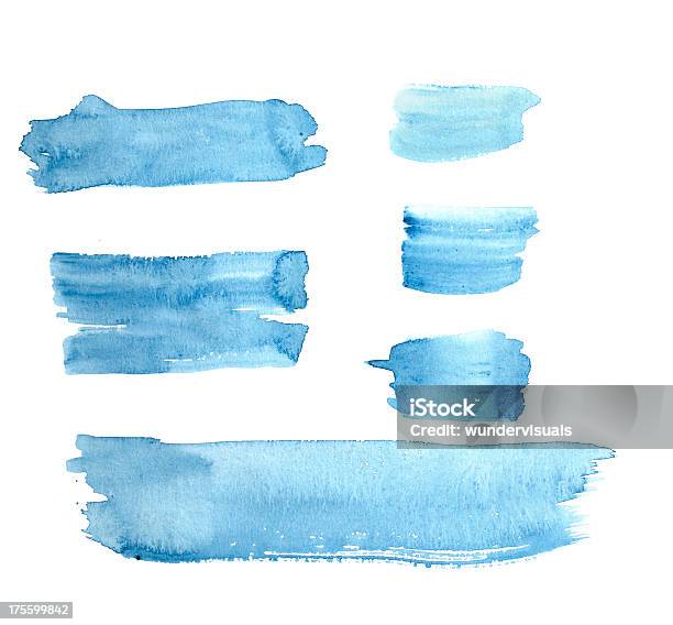 Aguarela Azul Pintado Botões Linhas - Fotografias de stock e mais imagens de Tinta de Aguarela - Tinta de Aguarela, Pintura em Aquarela, Listrado