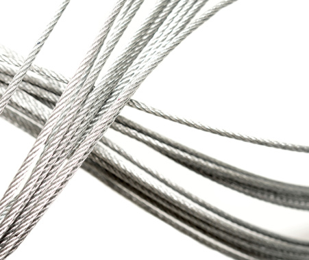metallic rope on white background