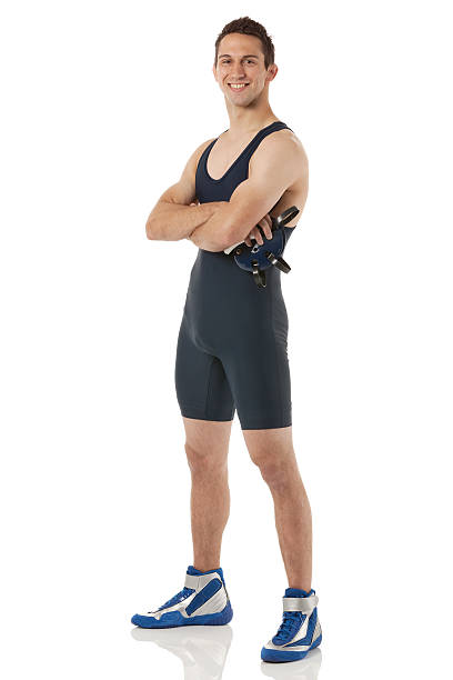 istock Male wrestler standing with his arms crossed 175600736