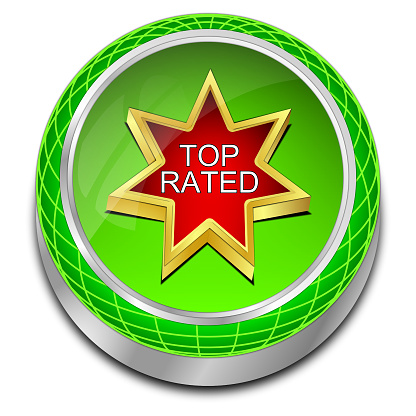 top rated button green red  - 3D illustration