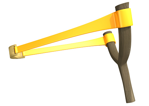 Classic sling shot isolated on a white.Use this sling shot to hurl anything you want at your intended target.This is a detailed 3d rendering.