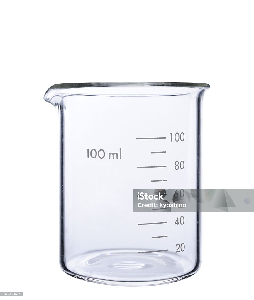 Aislado fotografía de la probeta vacía sobre fondo blanco - Foto de stock de Vaso de laboratorio libre de derechos