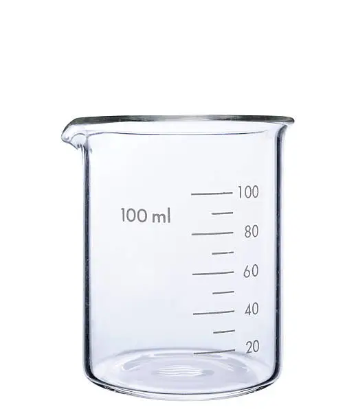Empty measuring beaker isolated on a white background with clipping path.