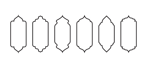 Arabic Line 2d Islamic Vector Outline Shape Indian Arch Arab Line Frame Ramadan ...
