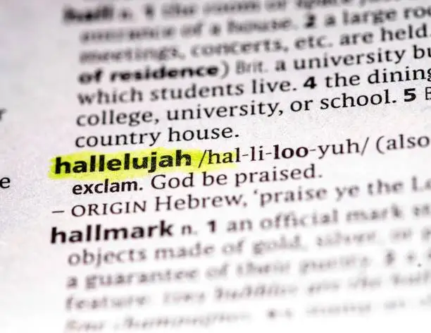 close up photo of the word hallelujah