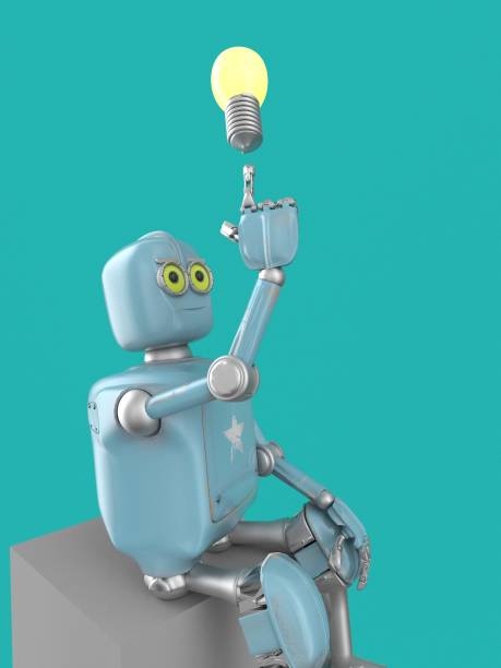istock grunge vintage robot hand hold light bulb for good idea. brainstorming creative , Innovative lamp. idea concept. 3D rendering. 1756026669