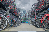 Two-Story Bicycle Parking in Amsterdam