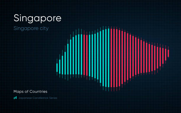 ilustrações, clipart, desenhos animados e ícones de mapa de singapura é mostrado em um gráfico com barras e linhas. tigres asiáticos - singapore