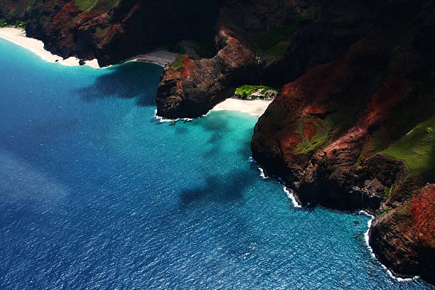 Aerial View of the Napali Coast stock photo