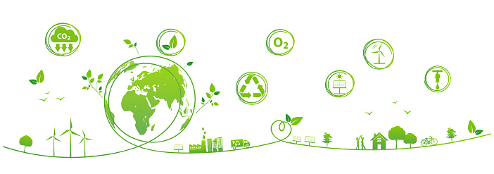 Banner design for World environment day, Sustainability development, Ecology, Eco friendly and Green technology and Industries Business concept, Vector illustration