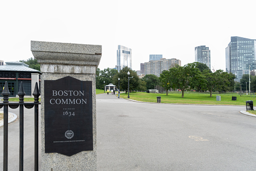 Sign at the gates to Boston Common.