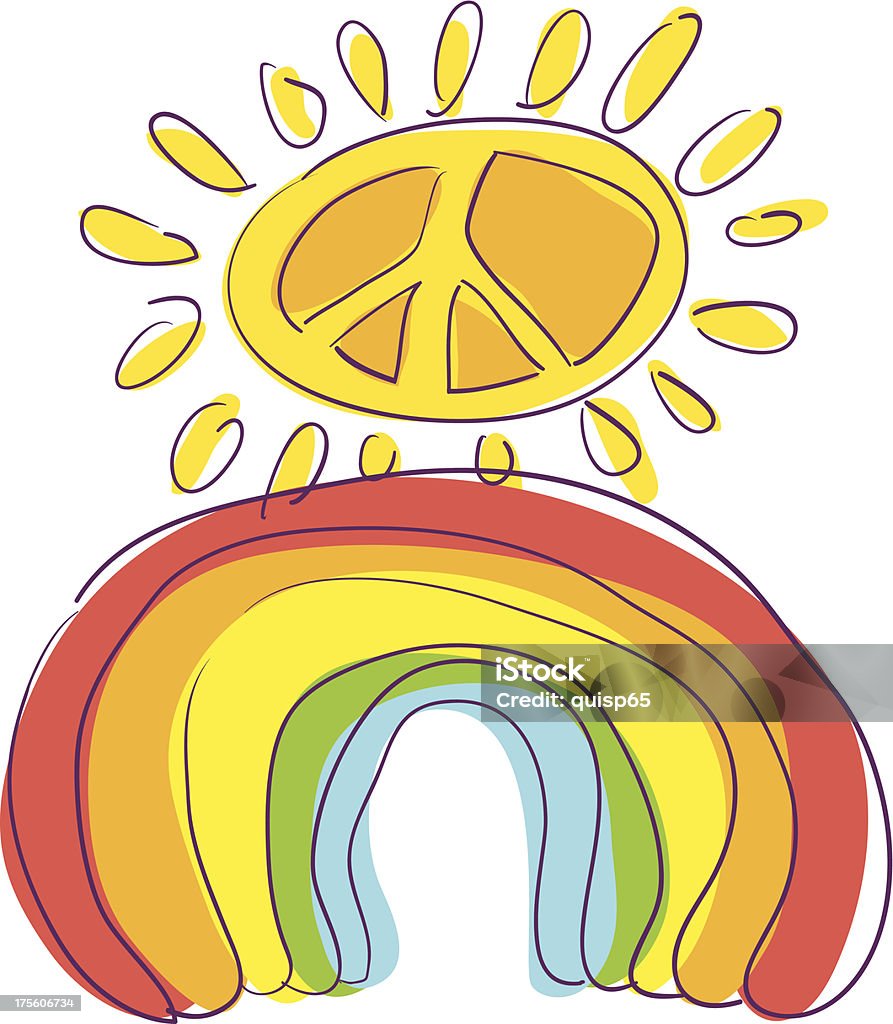 Мир солнце и Rainbow - Векторная графика Белый фон роялти-фри