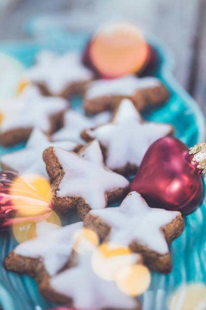 Cinnamon stars Christmas cookies stock photo