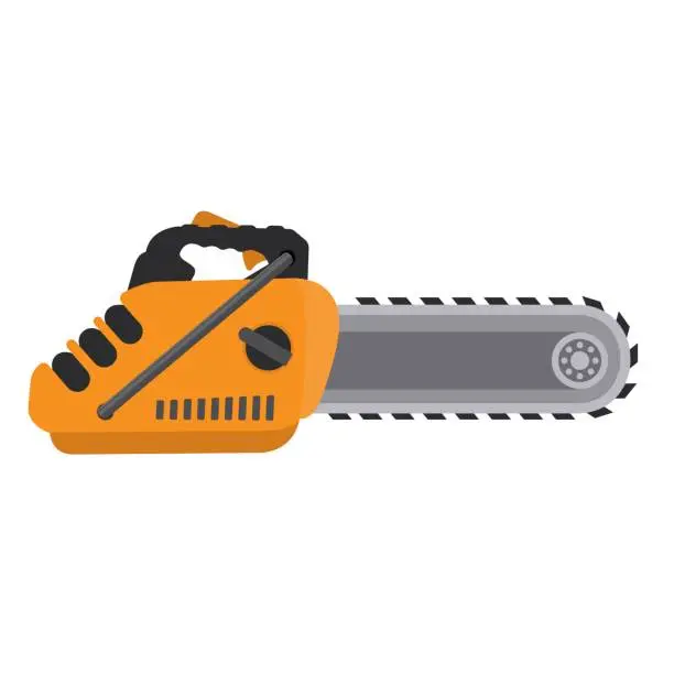 Vector illustration of Chainsaw. Working tool for sawing