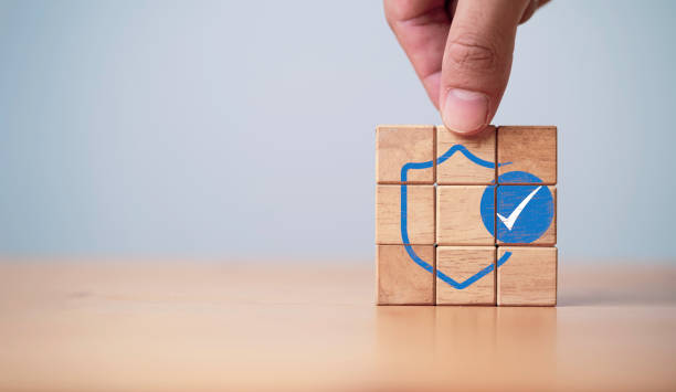 istock Correct sign or tick mark symbol on wooden block cube for verify code before access concept. 1756117395