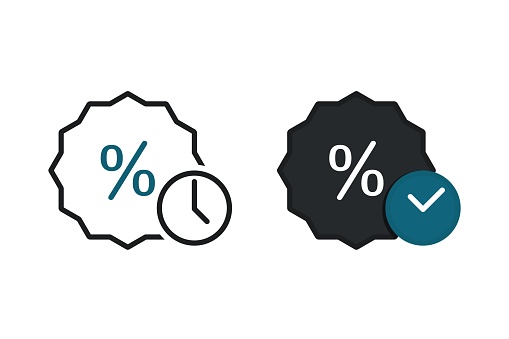Discount time icon. Illustration vector