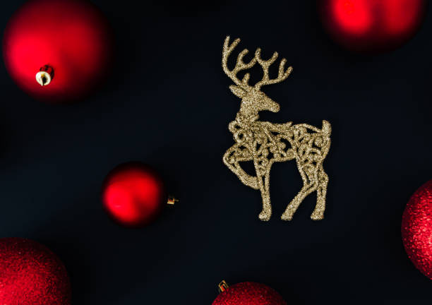 istock Trendy Christmas background composition made of Christmas decoration objects and red Christmas baubles. Minimal Xmas or New Year concept. Fancy winter holidays idea. Christmas aesthetic. Flat lay. 1756142713