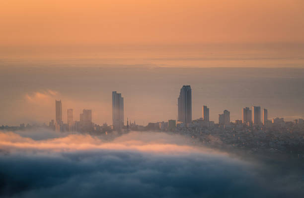 istock Fog covered the city 1756143833
