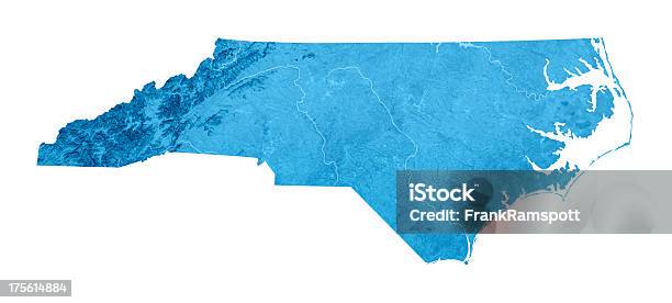 North Carolina Topographic Map Isolated Stock Photo - Download Image Now - North Carolina - US State, Map, Topography