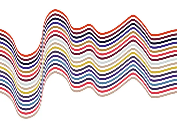 Vector illustration of Vector connection ripple wavy flowing stripes ribbon on white background